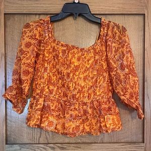 Marshall’s Patrons of Peace marigold pattern blouse